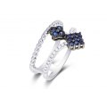 Marlin Blue Sapphire Diamond Ring 18K White Gold 