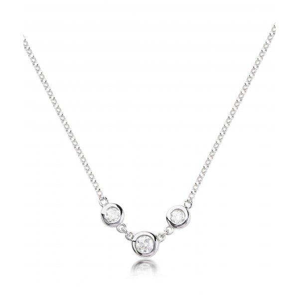 Beckler Bezel Diamond Necklace 18K White Gold