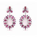 Hula Quartz Ruby Diamond Earring 18K White Gold
