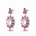 Hula Quartz Ruby Diamond Earring 18K White Gold