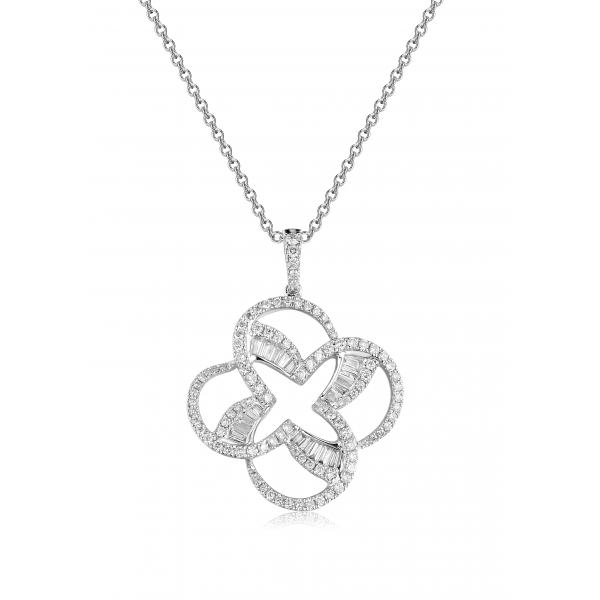 Penjoll Channel Diamond Pendant 18K White Gold